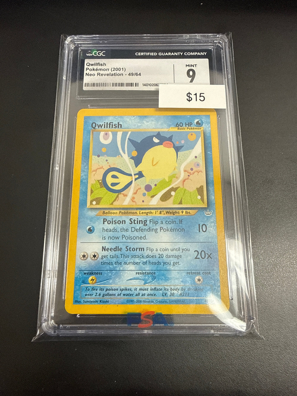 Pokemon Qwillfish Non-Holo #49/64 CGC 9