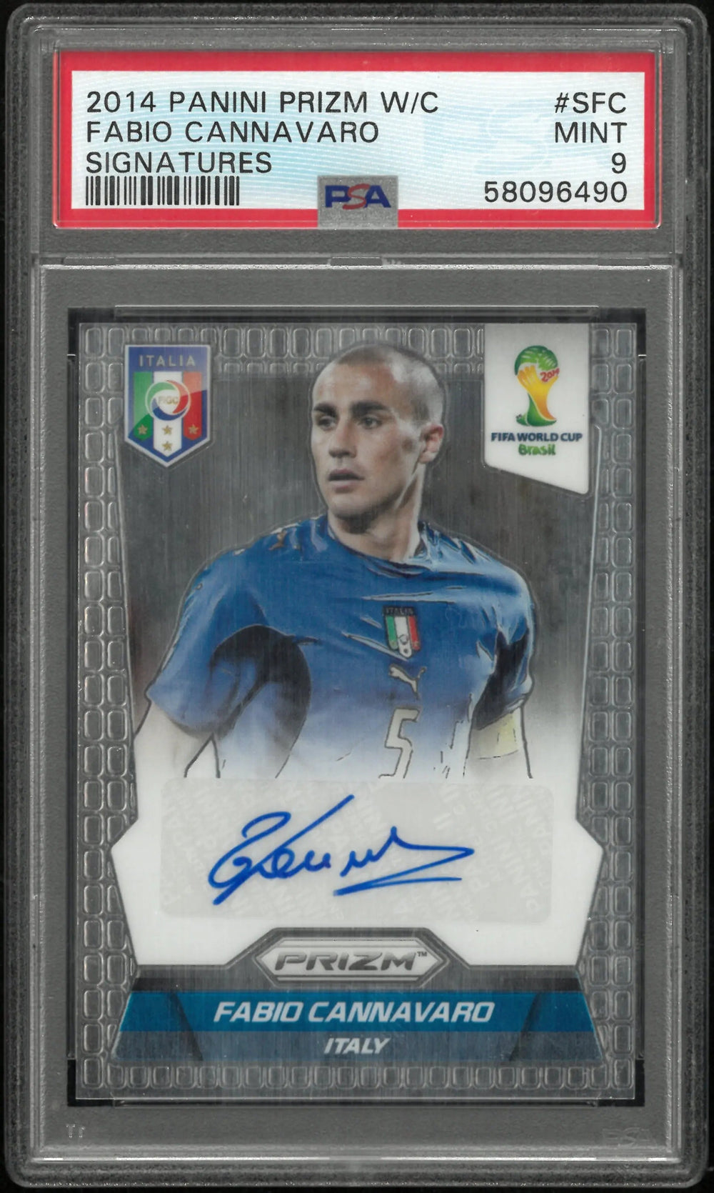 Fabio Cannavaro PSA 9 Auto 2014 Panini Prizm World Cup Signatures