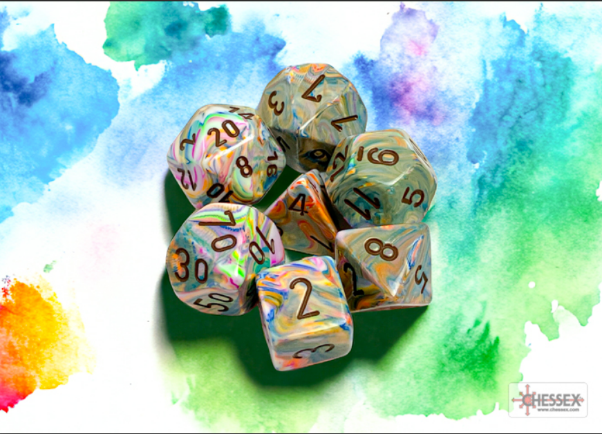 Chessex: Festive Vibrant/Brown 7 Die Set