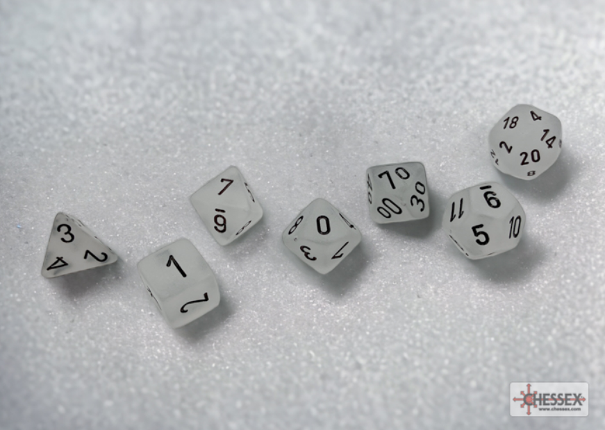 Chessex: Frosted Clear/Black 7-Die Set