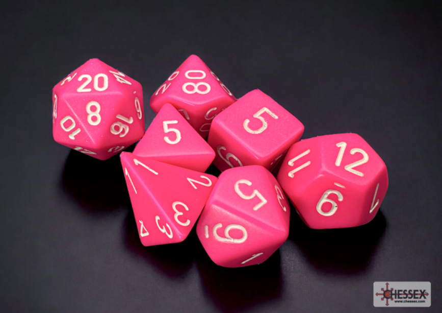 Chessex: Frosted Pink/White 7-Die Set