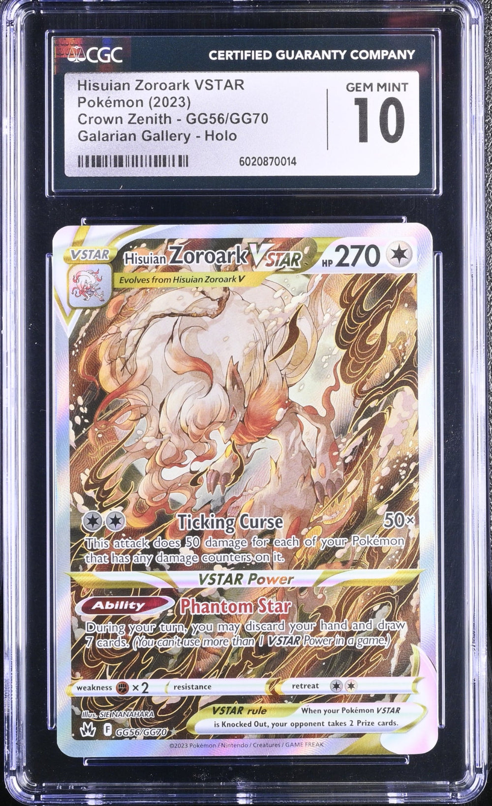 2023 Pokemon Hisuian Zoroark Vstar #GG56/GG70 CGC 10