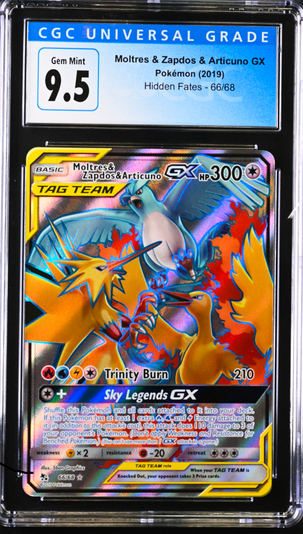 2019 Pokemon Moltres & Zapdos & Articuno GX #66/68 CGC 9.5