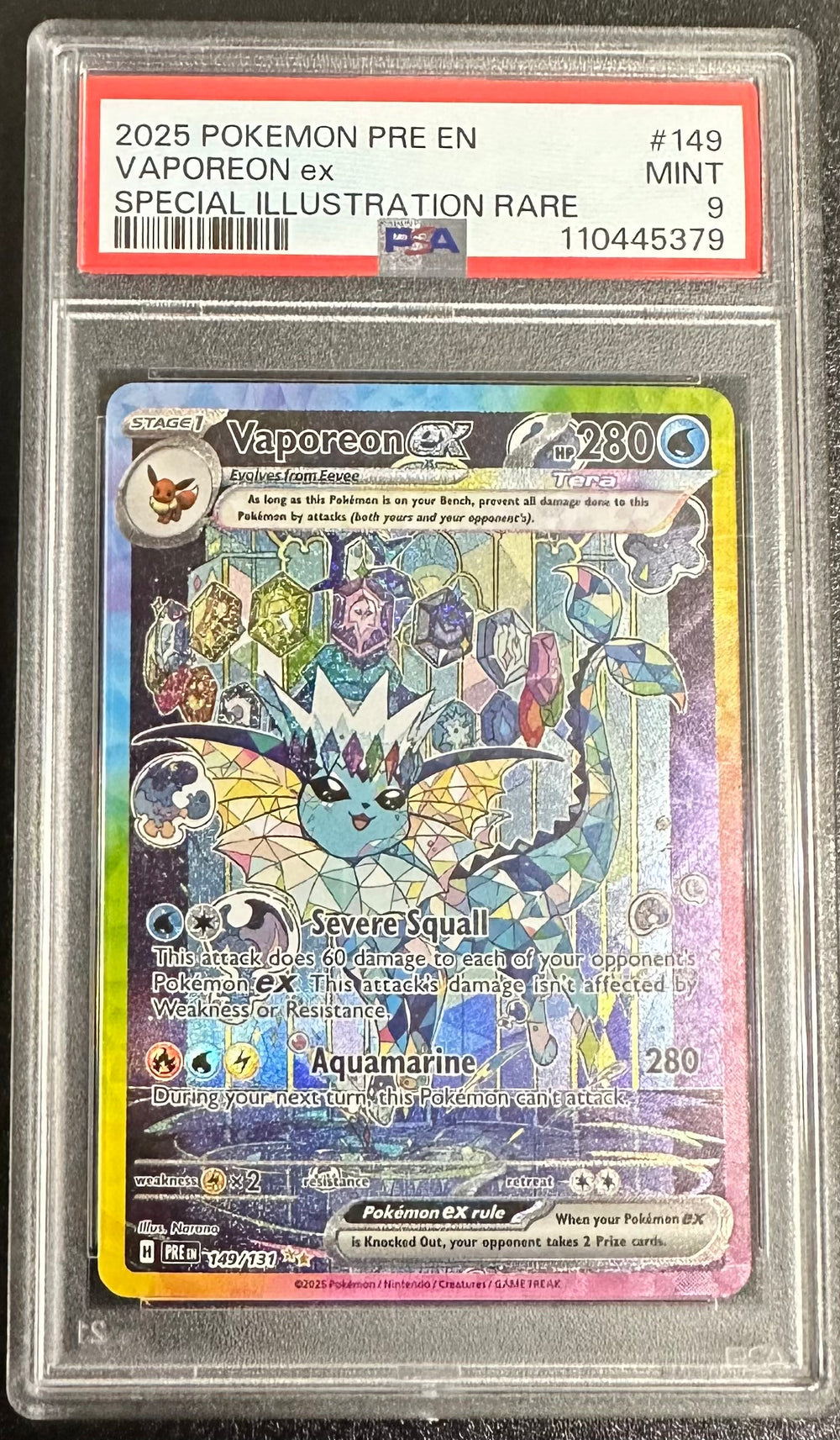 2025 Pokemon PRE EN - VAPOREON ex - Special Illustration Rare - PSA 9