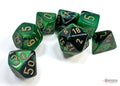 Chessex: Gemini Black-Green/Gold 7-Die Set