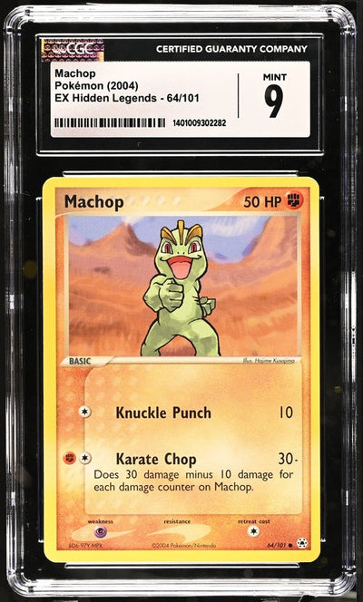 2004 POKEMON EX HIDDEN LEGENDS MACHOP #64/101 CGC 9