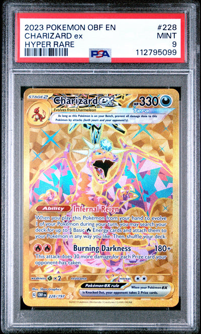 2023 POKEMON OBF EN-OBSIDIAN FLAMES #228 CHARIZARD EX HYPER RARE PSA 9