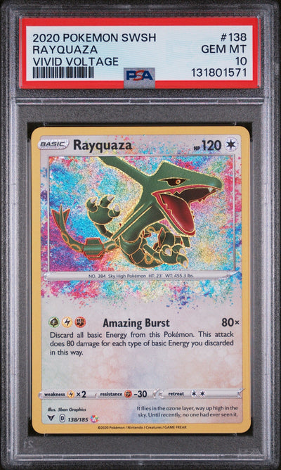2020 POKEMON SWORD & SHIELD VIVID VOLTAGE #138 RAYQUAZA VIVID VOLTAGE PSA 10