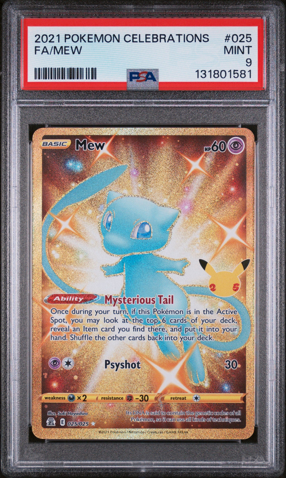 2021 POKEMON CELEBRATIONS #025 FA/MEW PSA 9