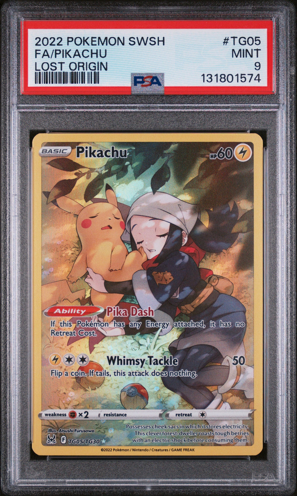 2022 POKEMON SWORD & SHIELD LOST ORIGIN #TG05 FA/PIKACHU LOST ORIGIN PSA 9