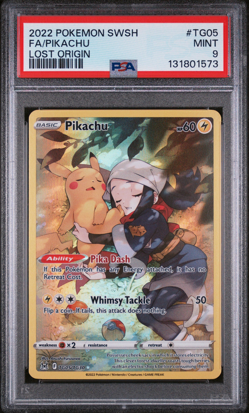 2022 POKEMON SWORD & SHIELD LOST ORIGIN #TG05 FA/PIKACHU LOST ORIGIN PSA 9