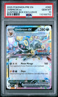 2025 POKEMON PRE EN-PRISMATIC EVOLUTIONS #060 UMBREON EX SURPRISE BOX EXCLUSIVE PSA 10