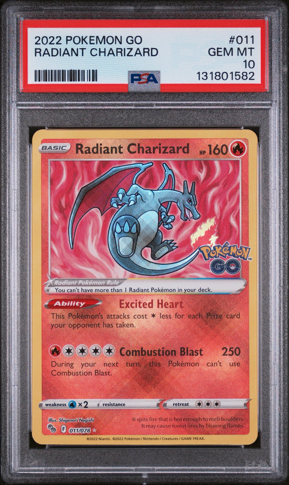 2022 POKEMON GO #011 RADIANT CHARIZARD PSA 10