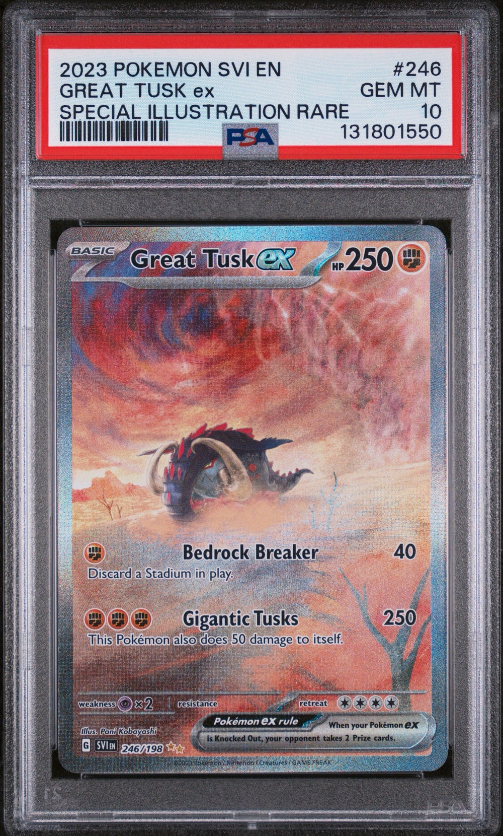 2023 POKEMON SVI EN-SCARLET & VIOLET #246 GREAT TUSK EX SPECIAL ILLUSTRATION RARE PSA 10