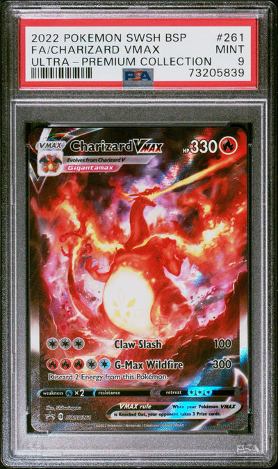 2022 POKEMON SWSH BLACK STAR PROMO #261 FA/CHARIZARD VMAX ULTRA-PREMIUM COLLECTION PSA 9