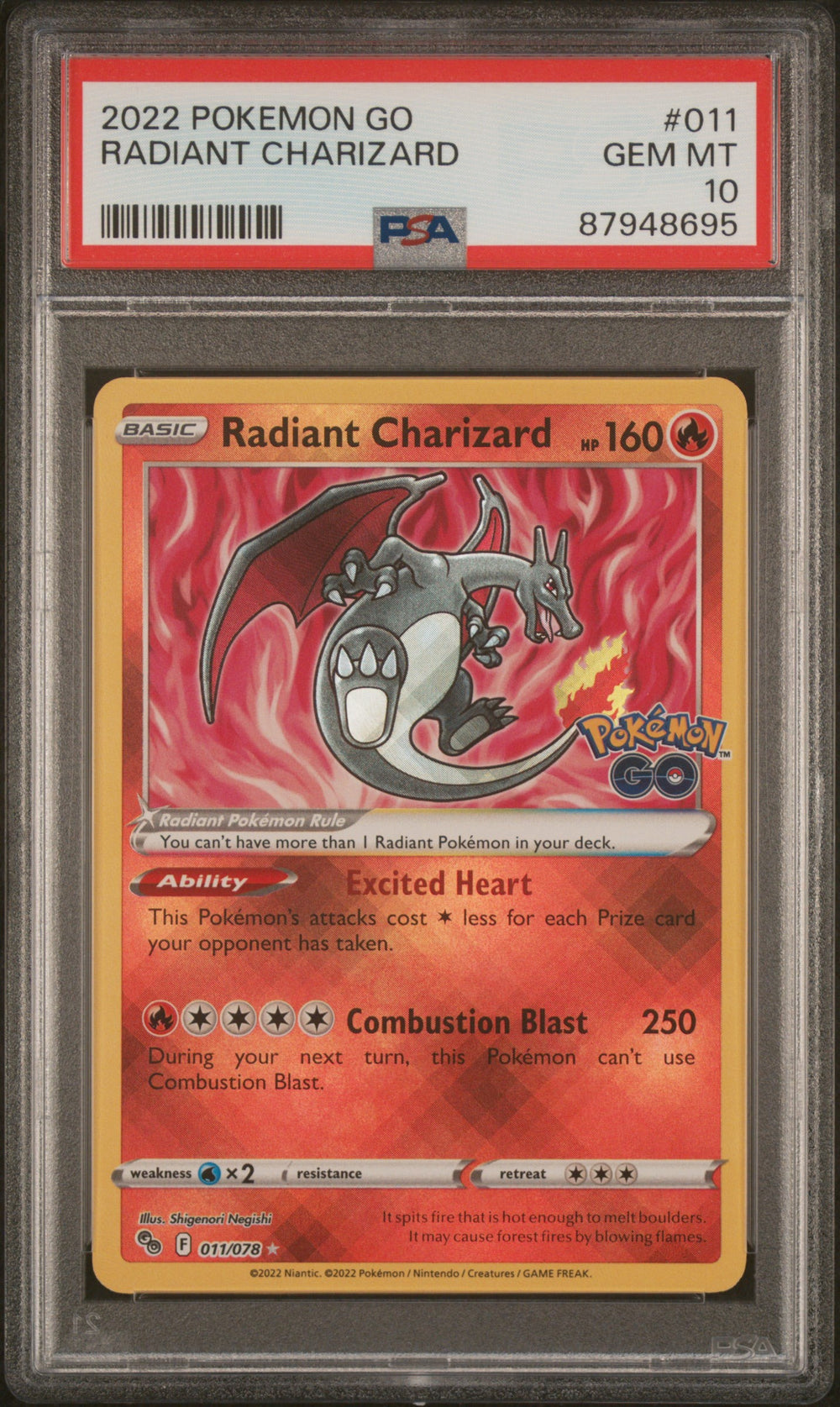 2022 POKEMON GO #011 RADIANT CHARIZARD PSA 10