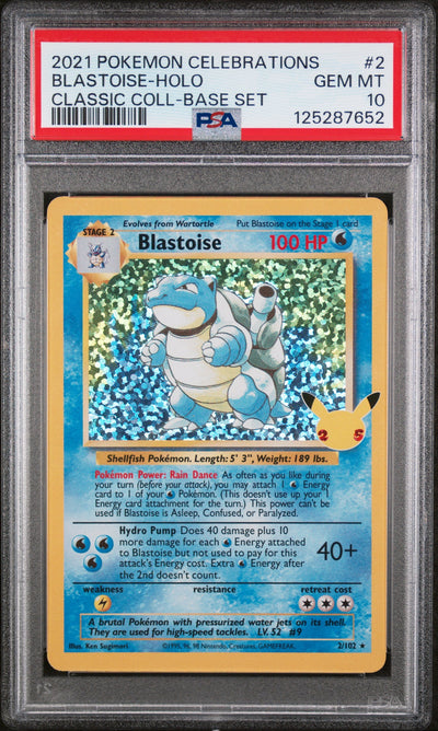 2021 POKEMON CELEBRATIONS CLASSIC COLLECTION #2 BLASTOISE-HOLO CLASSIC COLL-BASE SET PSA 10