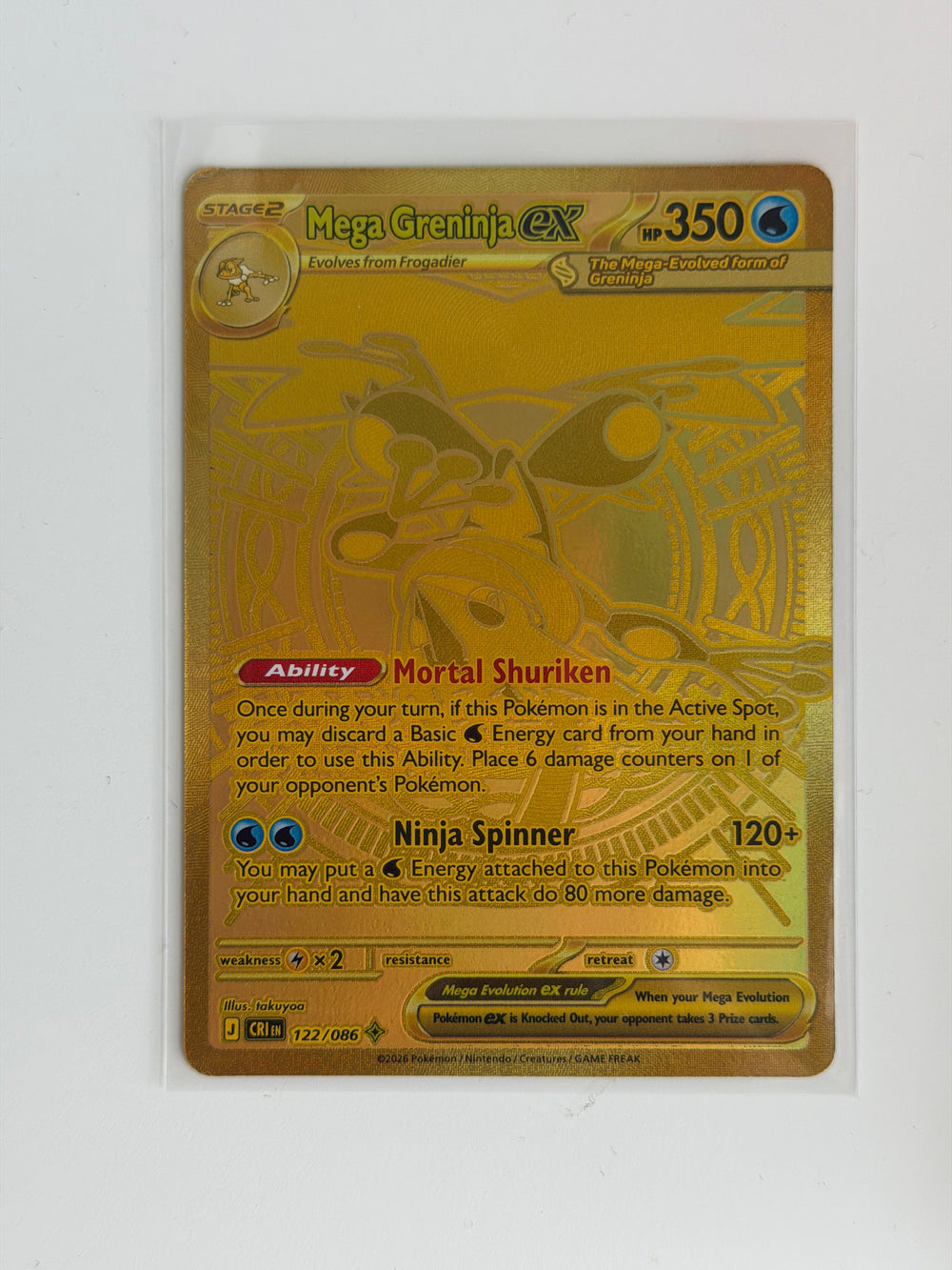 2026 Pokemon CRI-EN - Mega Greninja Ex 122/086 - Mega Hyper Rare Gold