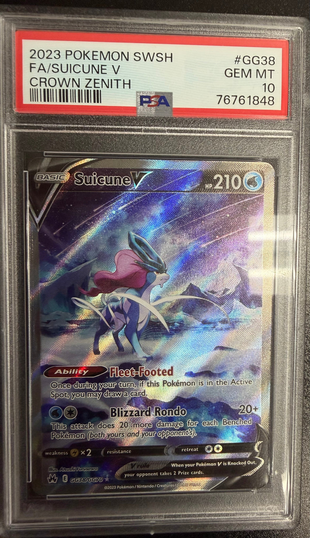 2023 Pokemon SWSH FA/Suicune V Crown Zenith - PSA 10