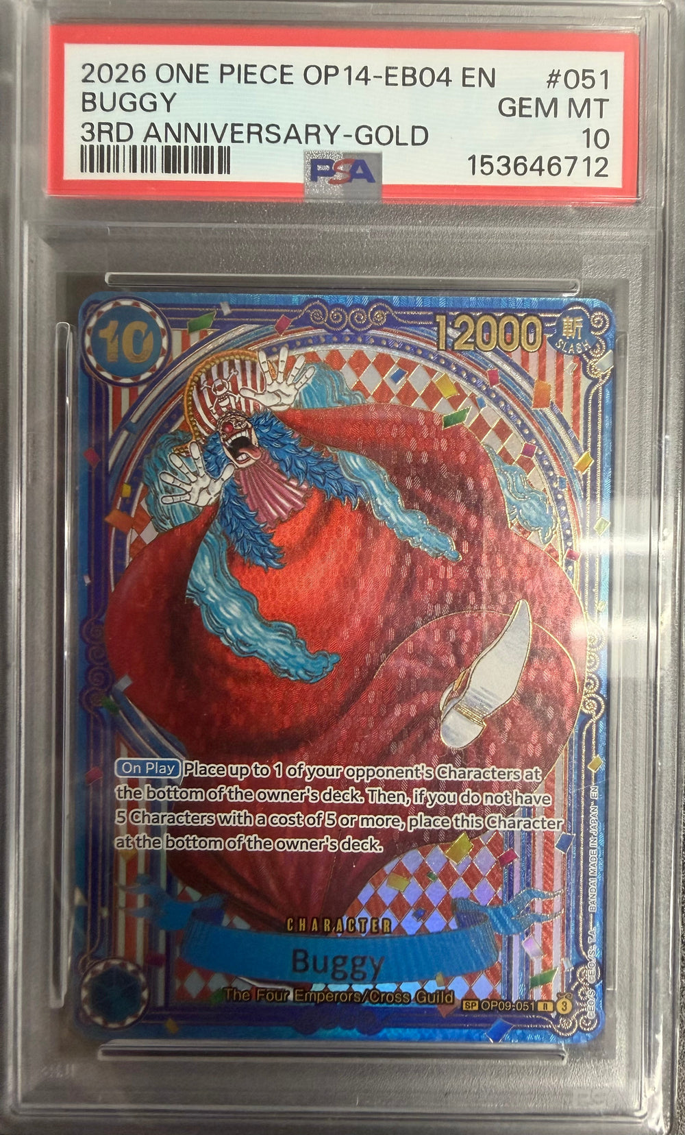 2026 One Piece OP14-EB04 EN - Buggy - 3rd Anniversary-Gold - PSA 10
