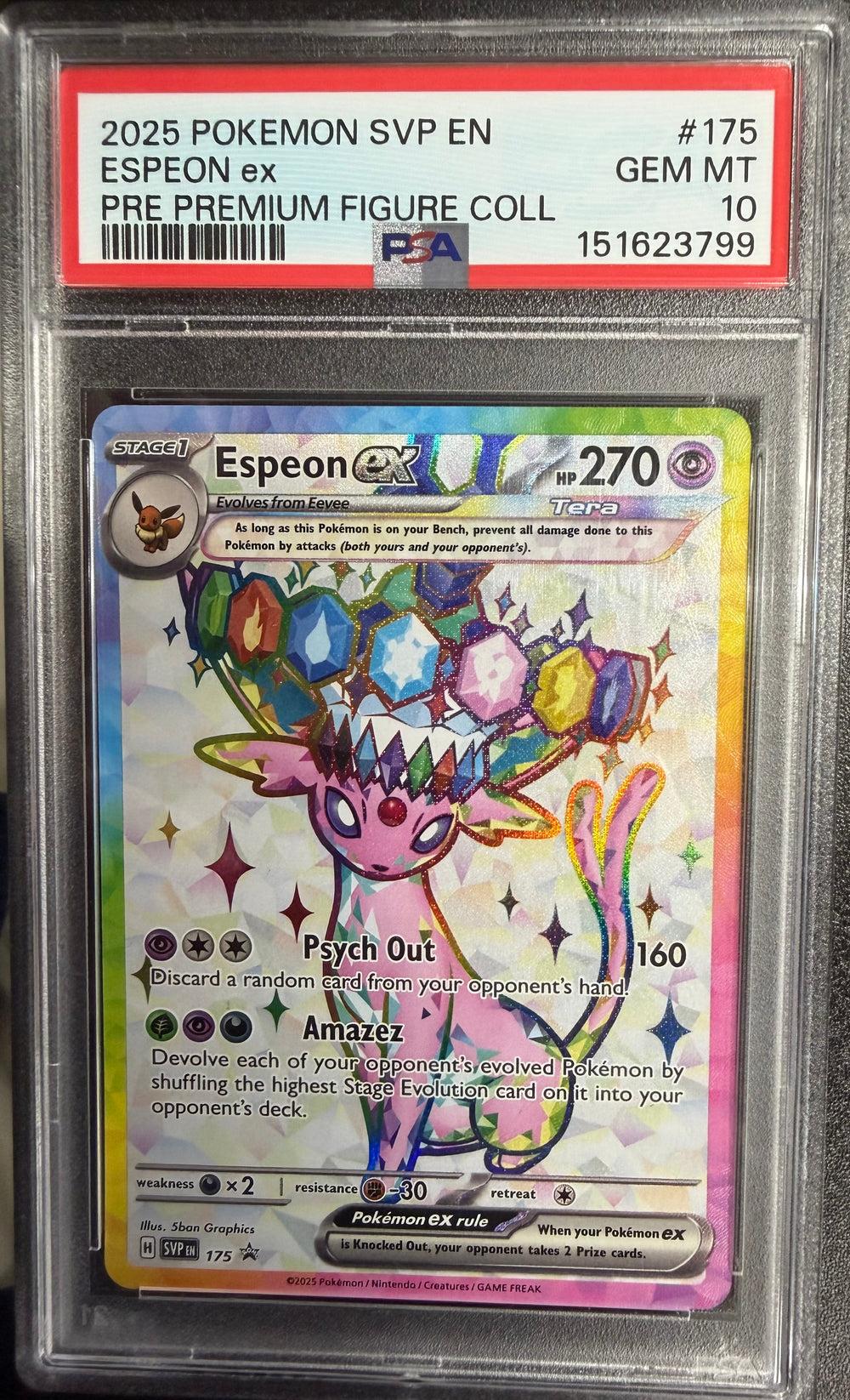 2025 Pokemon SVP EN - Espeon ex #175 - Pre Premium Figure Coll - PSA 10