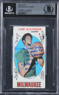 Kareem Abdul-Jabbar "Career Stat" Signed 1969 Topps #25 RC Card Auto 10 BAS Slab
