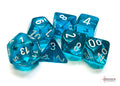 Chessex: Translucent Teal/White Polyhedral 7-Dice Set