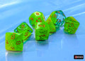 Chessex: Gemini Plasma Green-Teal/Orange Luminary Polyhedral 7-Dice Set