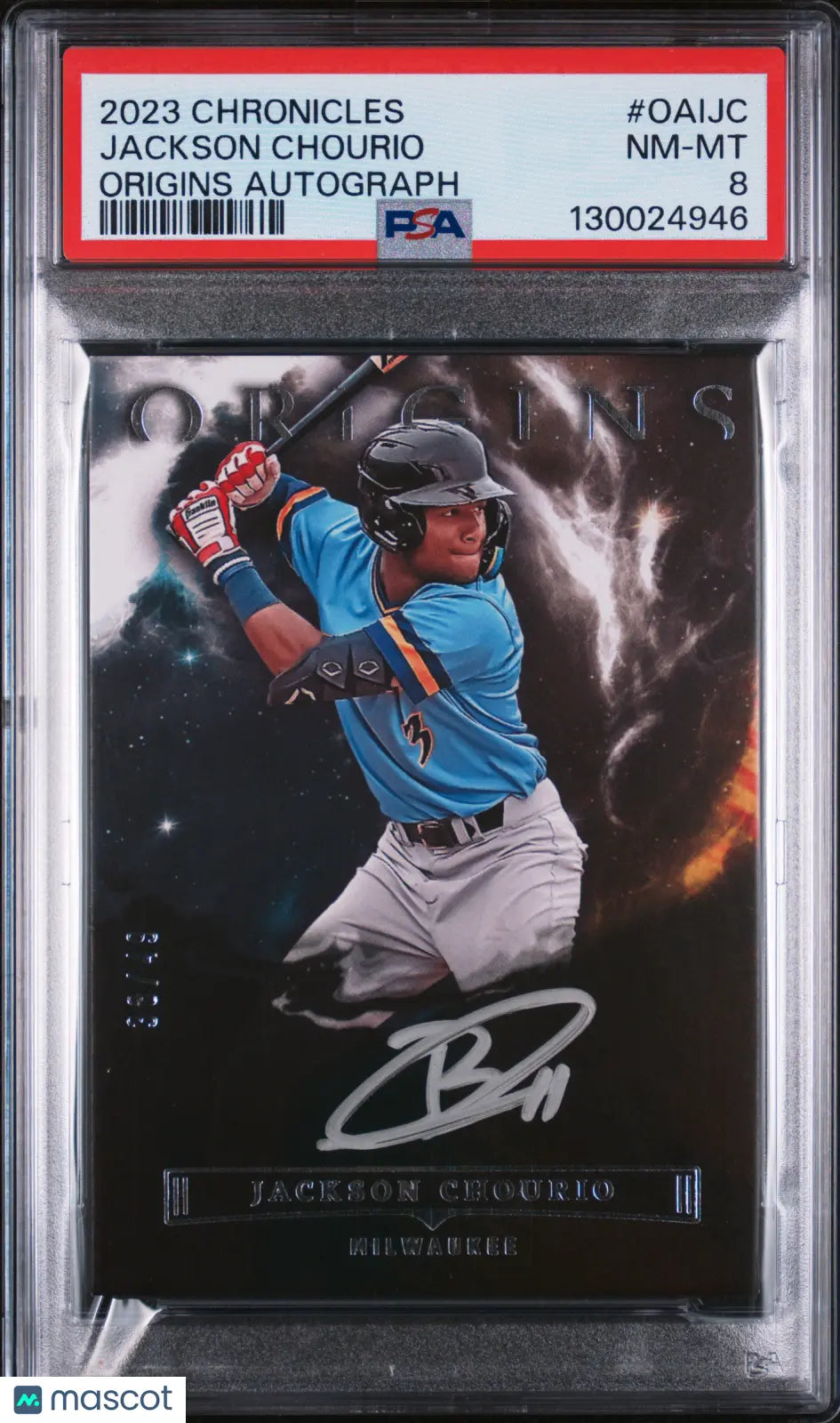 Jackson Chourio Origins RC Auto /49 PSA 8 Autograph 2023 Chronicles