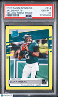 Jalen Hurts #314 Yellow Press Proof PSA 10 2020 Panini Donruss Rated Rookie RC