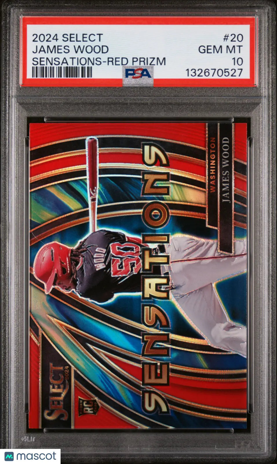 James Wood PSA 10 RC /99 Rookie Prizm Sensations Red 2024