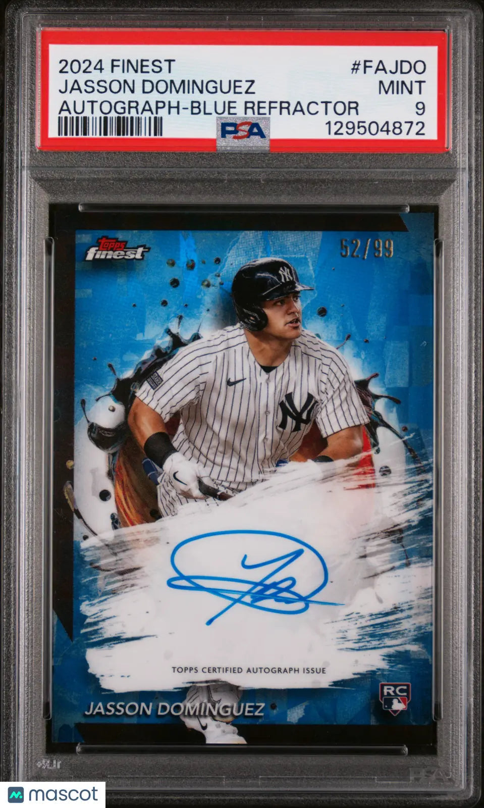 Jasson Dominguez Blue Refractor /99 PSA 9 2024 Topps Finest Finest Autographs RC