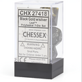 Chessex: Leaf Black-Gold/Silver 7-Die Set