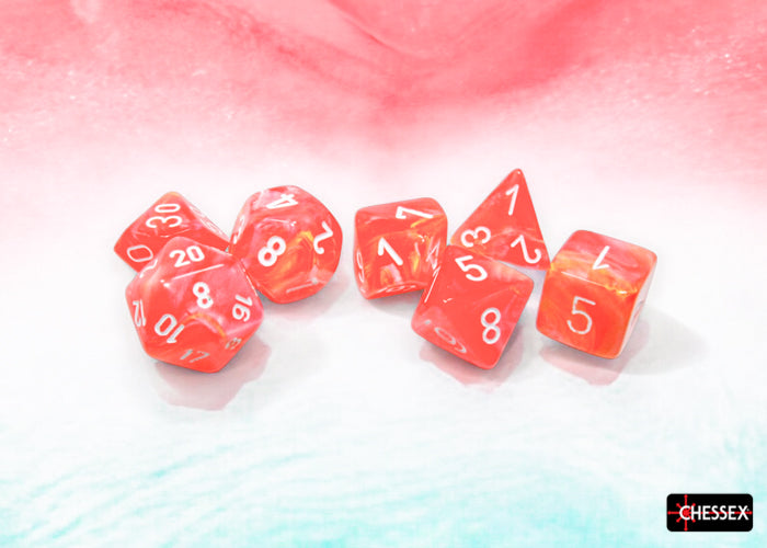 Chessex: Festive Dahlia/White Luminary Polyhedral 7-Dice Set