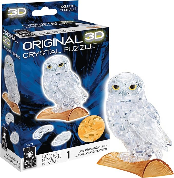 BePuzzled: Original 3D Crystal - Owl (White) Puzzle