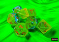 Chessex: Gemini Plasma Green-Teal/Orange Luminary Polyhedral 7-Dice Set