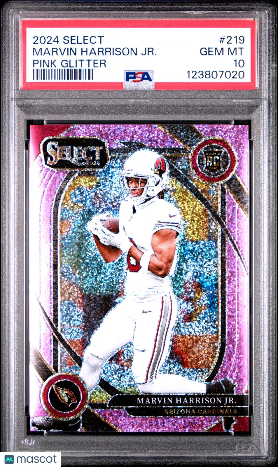 Marvin Harrison Jr RC Rookie PSA 10 Pink Glitter /15 9/15 2024 Select