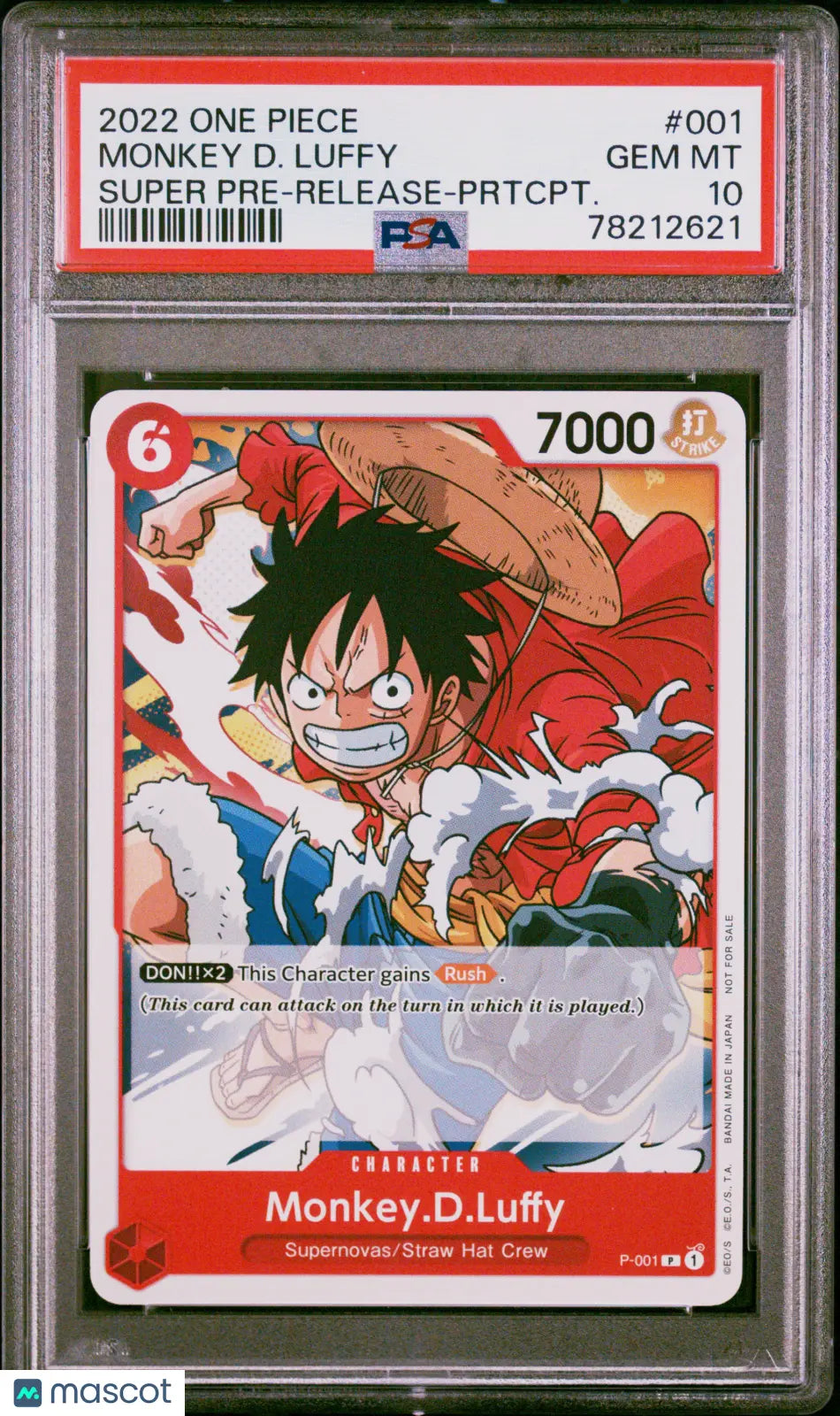 Monkey D. Luffy Super Pre-Release-Prtcpt. PSA 10 #001 2022 One Piece Promos