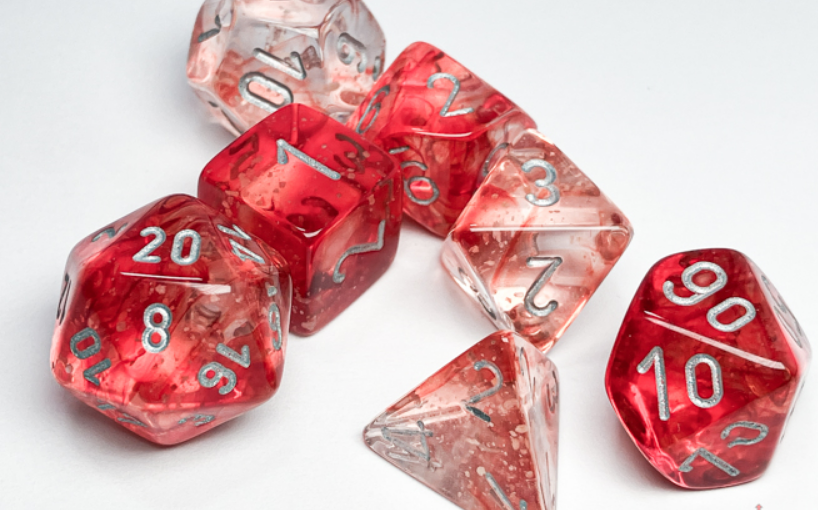 Chessex Nebula Red Silver Luminary 7 Die Set