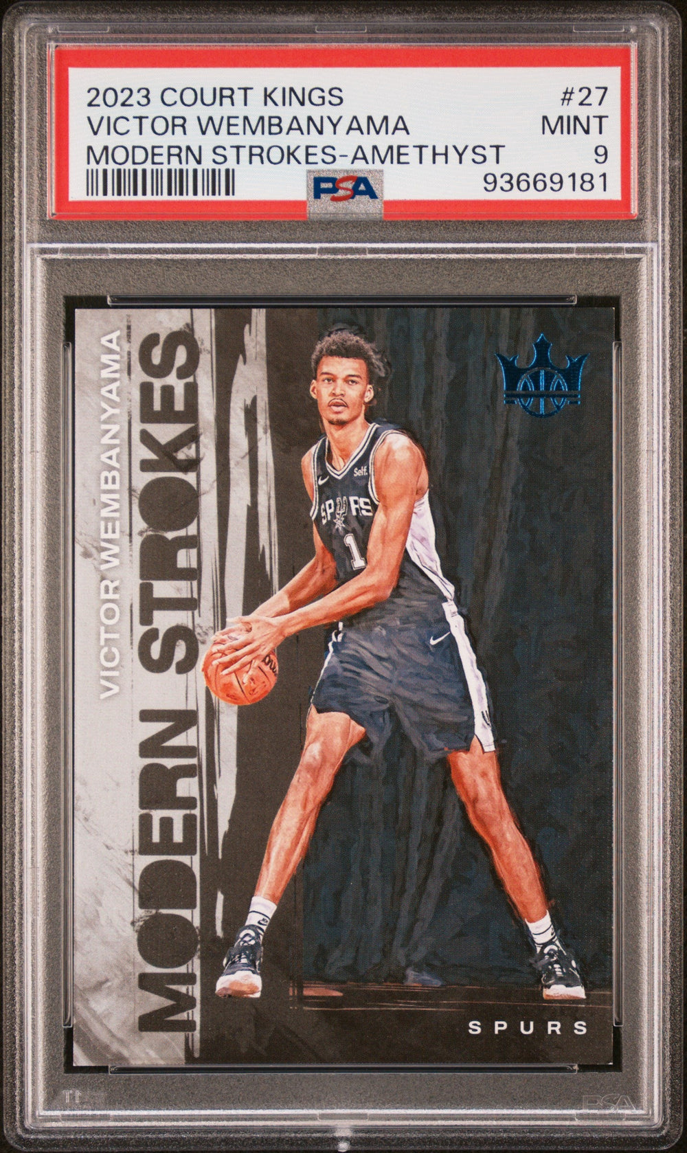 2023 Panini Court Kings Modern Strokes - #27 - Victor Wembanyama - Amethyst Limited to /99 - PSA Graded Card