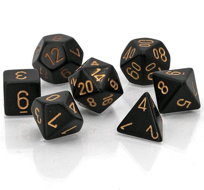 Chessex: Opaque Black/Gold 7-Die Set