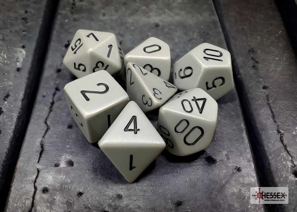 Chessex: Opaque Dark Grey/Black 7-Die Set