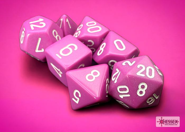 Chessex: Opaque Light Purple/White 7-Die Set