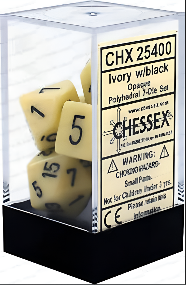 Chessex: Opaque Ivory/Black 7-Die Set