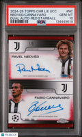 Nedved Cannavaro Auto 1/5 PSA 10 24-25 Topps Chrome Starball Red
