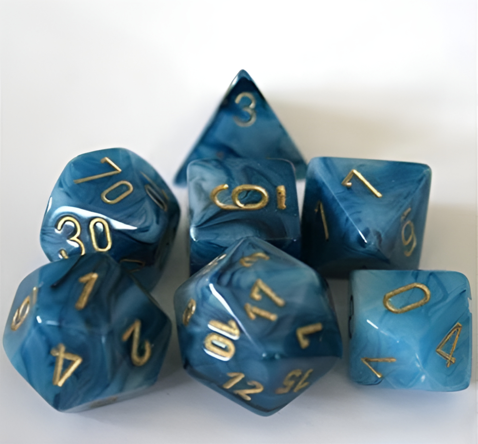 Chessex: Phantom Teal/Gold 7-Die Set