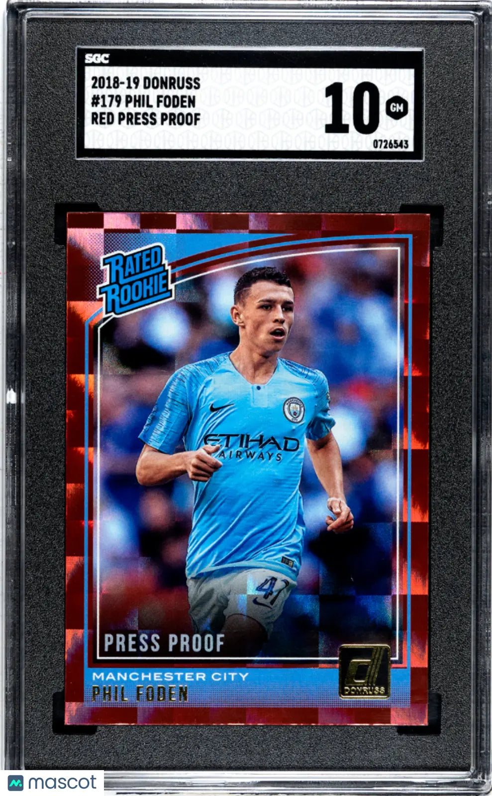 Phil Foden Red Press Proof SGC 10 GEM 2018-19 18-19 Donruss RC Rookie