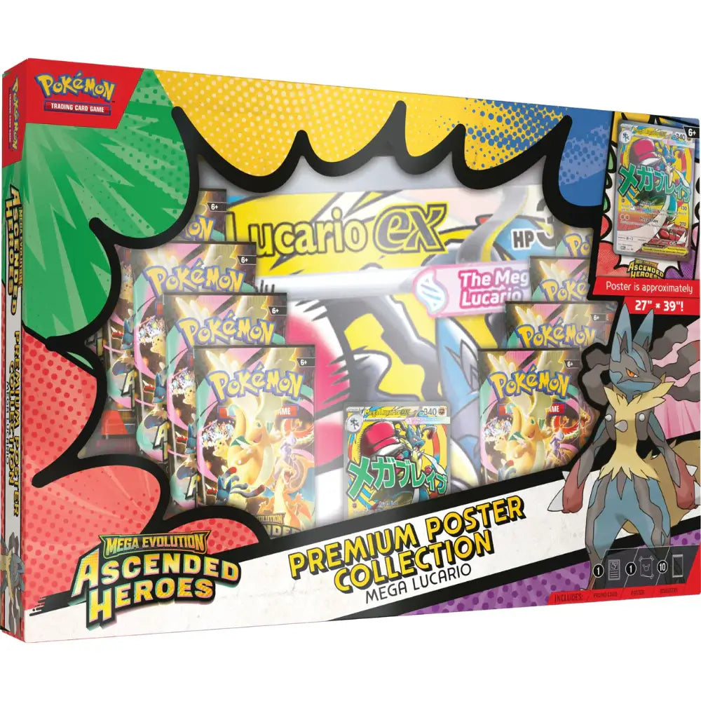 Pokémon TCG: Mega Evolution—Ascended Heroes Premium Poster Collection (Mega Lucario ex)