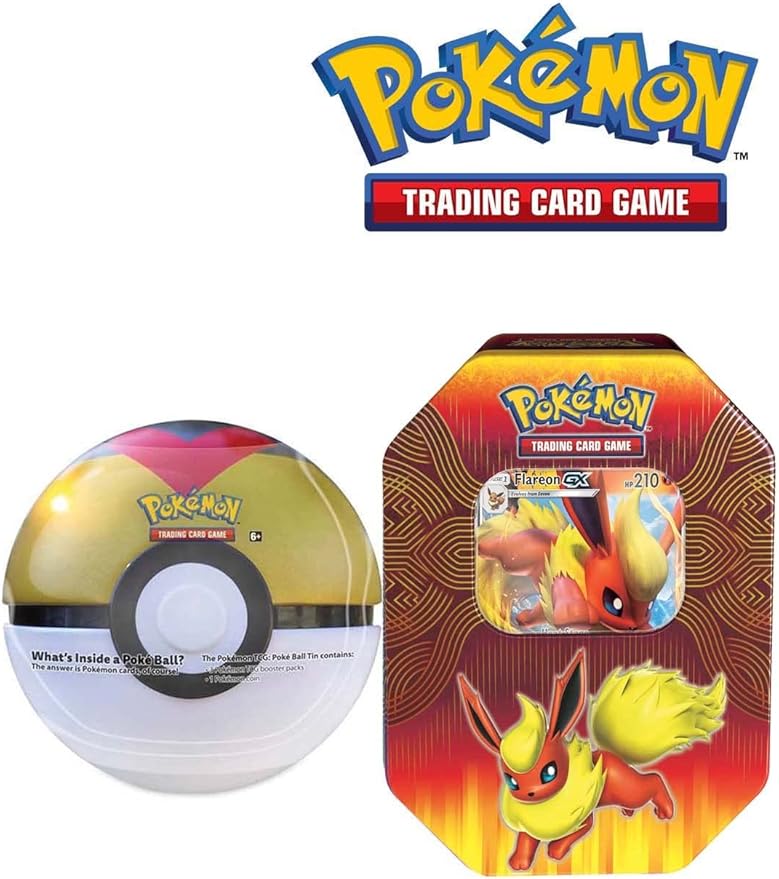 Pokémon TCG: Elemental Power Flareon-GX Tin & Poké Ball Tin - 2-Pack Combo Set