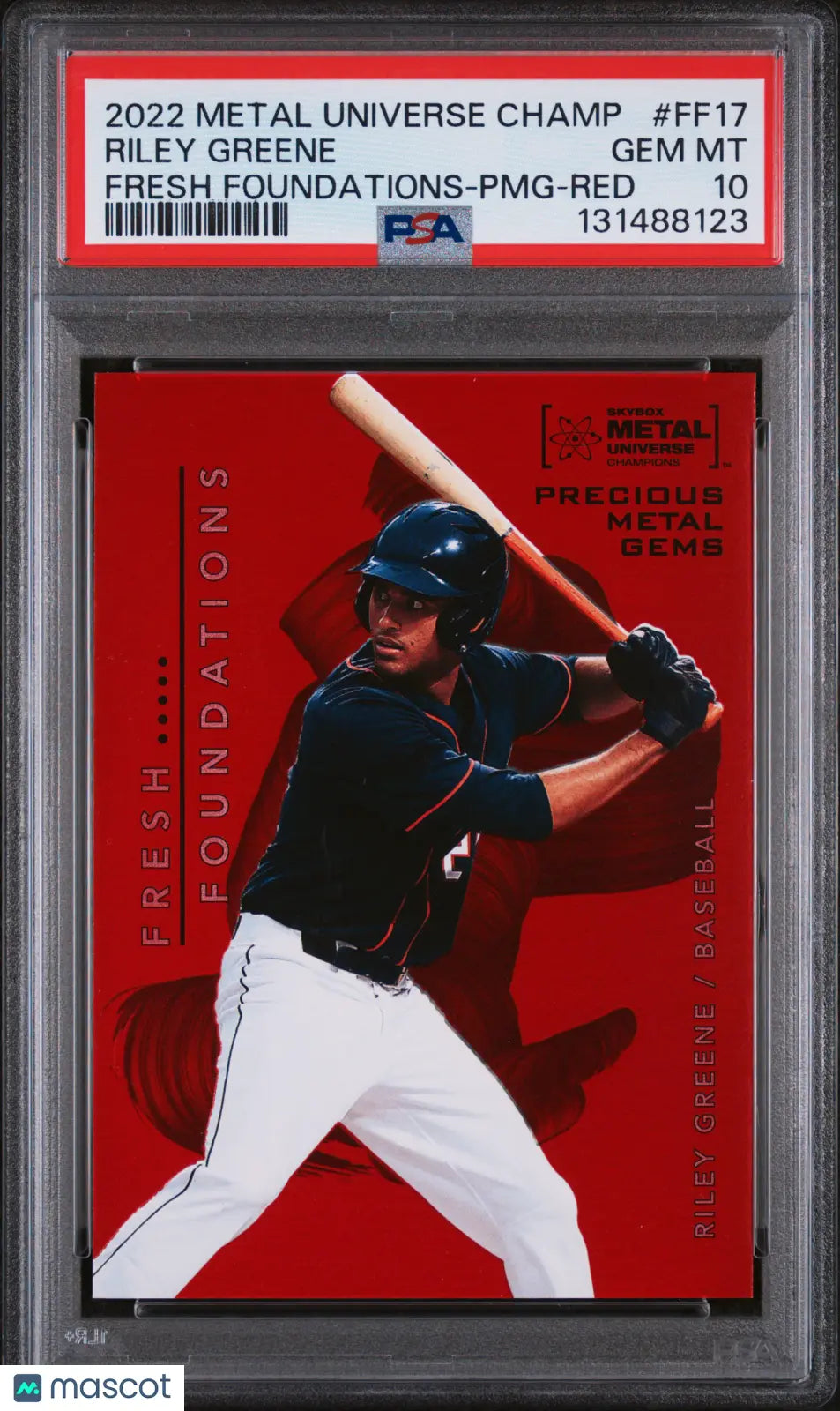Riley Greene PMG PSA 10 Fresh Foundations /100 2022 Metal Universe Champions Red